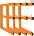 4 Pack Wall-Mounted Lumber Rack, Heavy Duty Wood Storage Racks, 6-Level System Garage Shelving, 1320 LBS Capacity Hanging Organizer Shelves, Orange Brackets Utility Metal Shelf for Indoor and Outdoor