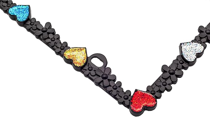 Creathome 3D Shining Daisy Heart License Plate Frame from Pure Zinc Alloy Metal Perfect Plate Holder, Matt Black with Colorful Glitter, Luminously Heart