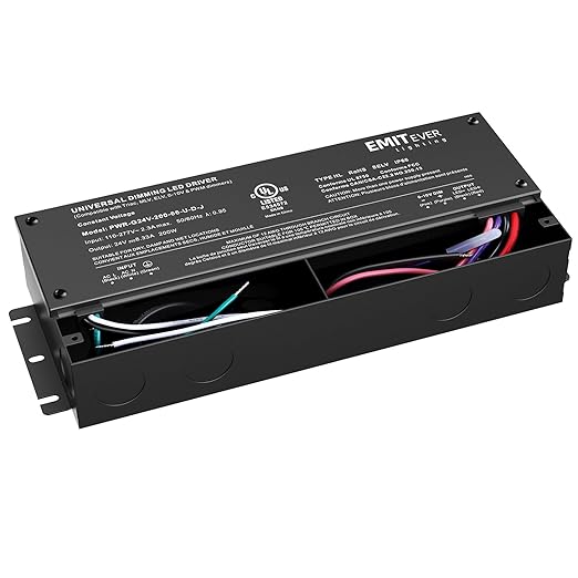 EMITEVER Dimmable Led Driver, 200W AC 110V-277V to DC 24V Transformer, 5-in-1 Dimming: ELV/MLV/TRIAC / 0-10V / 1-10V / 10V PWM/Potentiometer, Waterproof IP67 and UL Listed