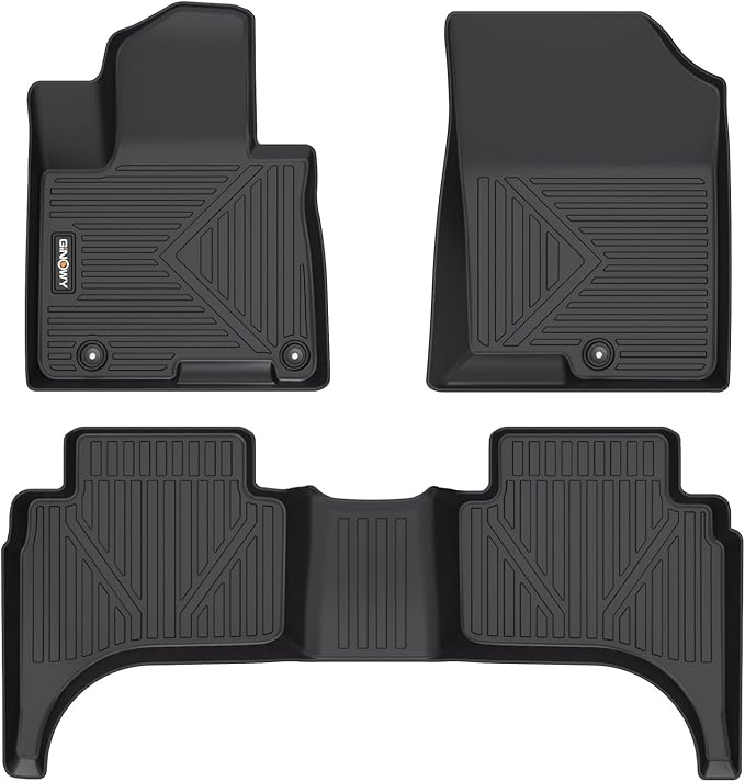 GINOWY-Floor Mats for Hyundai Santa Cruz 2022-2024 2025, TPE All Weather Car Mats Santa Cruz, Custom Fit Floor Liners, Heavy Duty Non-Slip Soft 3D Laser Car Accessories Mats-Black