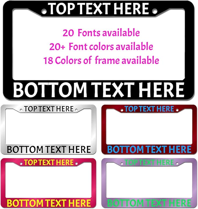 License Plate Frames for Cars, Make Your Own Text Custom License Plate Frame Holder, Message Designs Metal Decorative Customizable Personalized