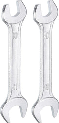 HARFINGTON 2pcs Double Open End Wrench 10mm x 15mm Metric 15 Degree Offset Angle Small Flat Head Wrench Galvanizing Open Ended Spanner for Automotive Repair Furniture Assembly