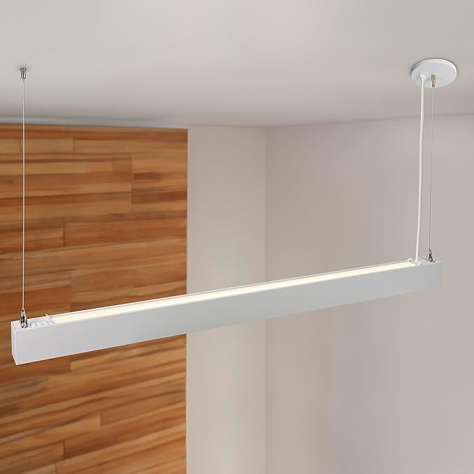 Maxxima 4 ft. LED Linear Light, Up and Down Adjustable Light Output, 3 CCT 3500K/4000K/5000K, Commercial and Residential 36W Suspension Pendant, Ideal for Office, Home, Shop, Garage, School