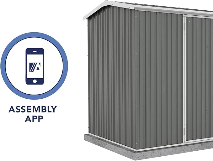 Absco Premier Storage Sheds, 10'x10' Metal Garage, DIY Backyard Shed, Utility Tool Storage, Weather & Wind Resistant Aluminum Panels & Steel Frame, Maintenance-Free, 12 Year Warranty, Woodland Gray