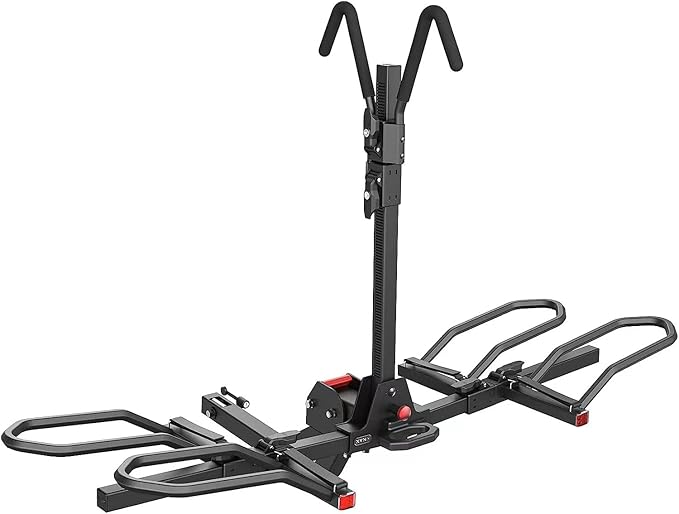 KYX 220 lb Hitch Mounted E-Bike Rack, 2-Bike Rack Hitch Mount Platform Style for Cars Trucks SUVs Minivans, fits MTB Gravel Road Bike with Up to 5-inch Fat Tire Carrier Rack - 2" Hitch Receiver