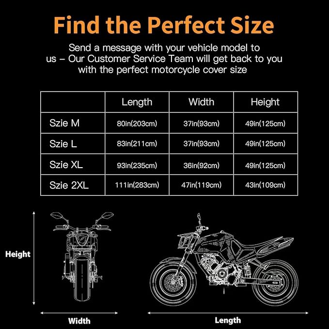 Motorcycle Cover Waterproof Outdoor, Coverado All Weather Protection Motorbike Cover with Lockholes and Night Reflector, Universal Fit for Harley Davidsion Yamaha Honda Suzuki etc (up to 111" Motors)
