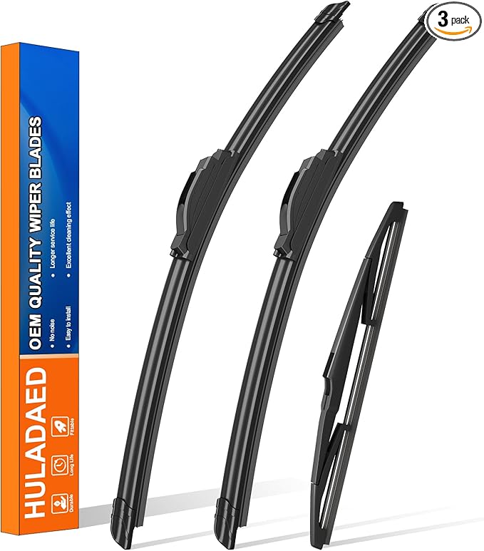 HULADAED® 26'' 16'' 11'' Windshield Wipers Replacement for Hyundai Santa Fe 19-23 Santa Fe XL 19 Elantra GT 18-20 Kia Sorento 16-20 Sportage 17-22,Silicone Front Rear Wiper blades for MY Car(3 PACK)