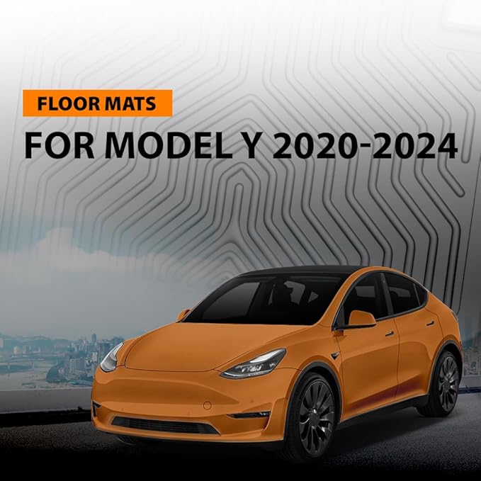 G-Plus Floor Mats for Tesla Model Y 2020 2021 2022 2023 2024(Fit 5-Seat,NOT Fit 7-Seat) TPE Custom Fit All Weather Full Cover Protection Floor Liners 1st & 2nd Row Model Y Car Mats