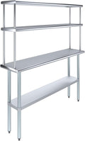 Amgood Stainless Steel Work Table Wide Double Tier Overshelf | NSF | Metal Kitchen Prep Table & Shelving Combo (14" x 60" Work Table + 12" Overshelf)