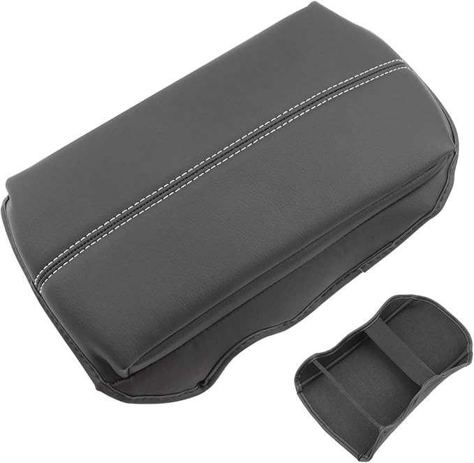 SXCY for 2024 2025 Mustang Armrest Cover (Thickened) for Mustang 2025 Accessories 2024 2025 Mustang Center Console Cover 2025 Mustang Middle Console Cover (Grey Stitched)