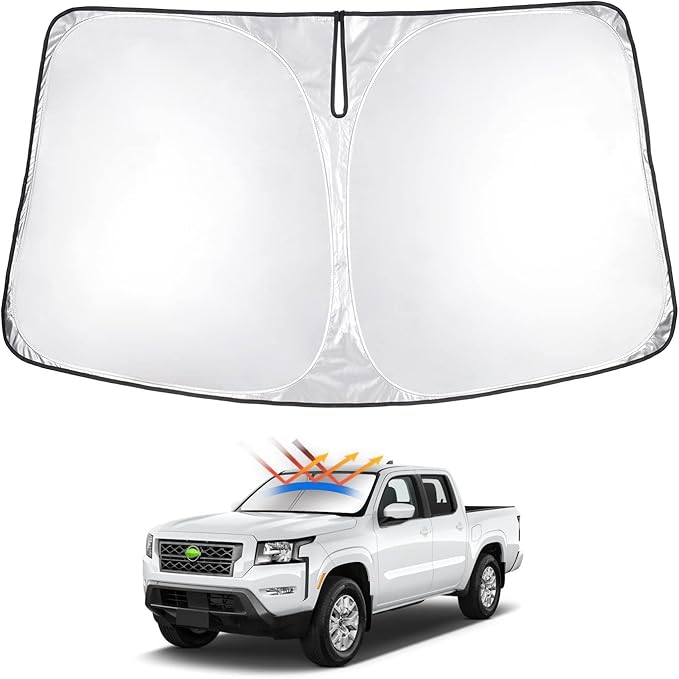 T TGBROS Windshield Sun Shade Custom Fit for 2022-2023 2024 2025 Nissan Frontier Accessories Foldable Sun Shield Reflective Polyester Sun Visor Cover Block Heat and Sun Protection