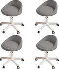 Rolling Stool Set of 4 Rolling Hydraulic Salon Stool with Low Backrest - Adjustable Swivel Chair for SPA, Shop, Salon, Massage, or Medical Office Dark Grey