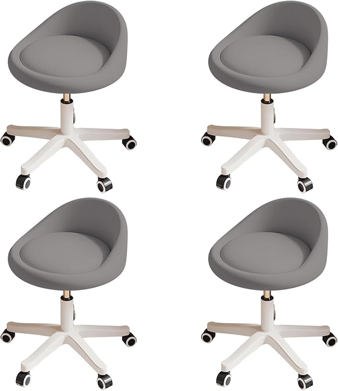 Rolling Stool Set of 4 Rolling Hydraulic Salon Stool with Low Backrest - Adjustable Swivel Chair for SPA, Shop, Salon, Massage, or Medical Office Dark Grey