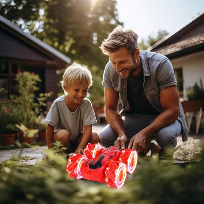 Gesture Sensing RC Stunt Car with Light, 2.4G 4WD Hand Controlled Gravity Remote Control Car Toy with 360° Flips Car for Boys Age 6 and Up Blue