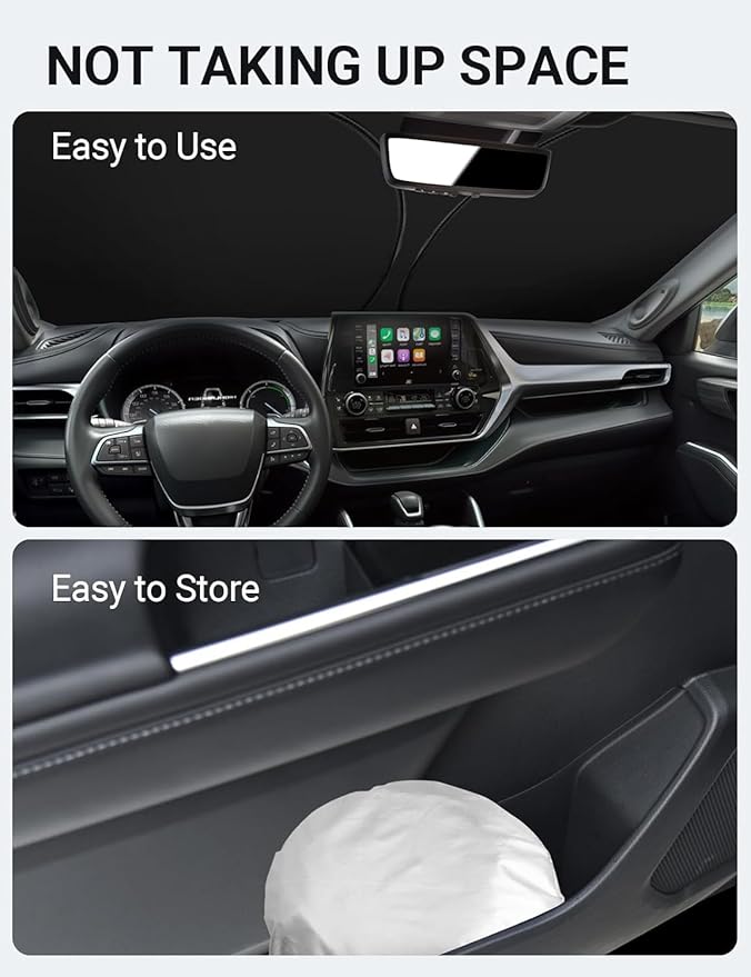 Proadsy for Toyota Highlander 2020-2024 2025 Windshield Sun Shade 4-Layer Foldable Highlander L LE XLE Limited Platinum Front Sunshade Protector Sun Visor Blocks UV Rays Keep Car Cooler