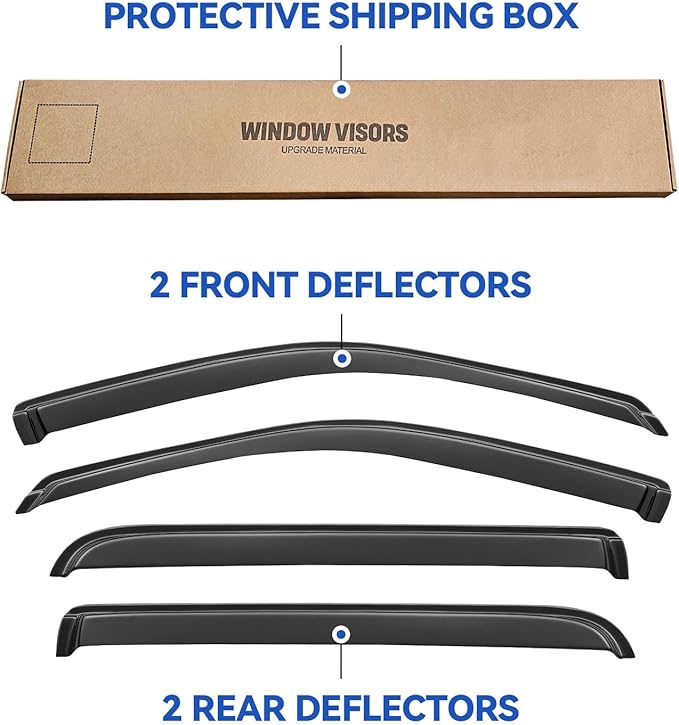 Window Visors Rain Guards Shield for 2002-2010 Ford Explorer/Mercury Mountaineer, Out-Channel Window Vent Wind Deflectors Visors Shades for 2003-2010 Lincoln Aviator