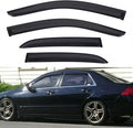 Set of 4 Window Rain Guard Compatible with 2003 2004 2005 2006 2007 Accord 4-Door Sedan Front+Rear JDM Smoke Sun/Rain Guard Outside Mount Tape-On Acrylic Window Visors