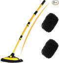 56.7" Car Wash Brush Mop Kit Microfiber Car Washing Sponge Mitt with Long Handle Car Cleaning Supplies Tools RV Washing Duster Exterior Scratch Free, Chenille Replacement Head Extension Pole