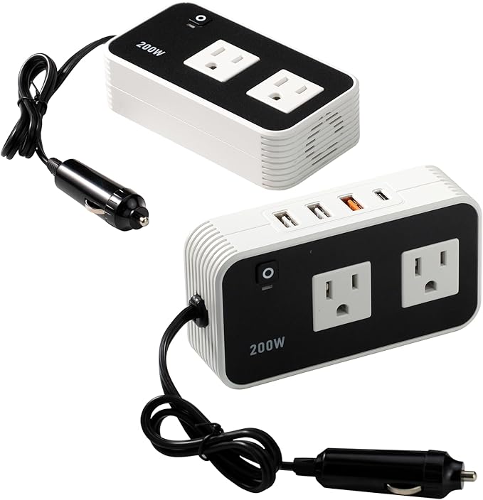 200w Automotive Power Inverter, 5v Dc to 110v Ac Automotive Converter, Automotive Adapter Plug Socket, 3 USB Ports, 1 Tep-C Port, Car Laptop Charger