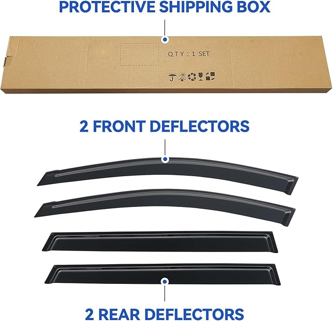 Window Visors Rain Guards for 2013-2021 Nissan Pathfinder, Out-Channel Window Vent Wind Deflectors Visors Shades for 13-21 Pathfinder S SV SL Platinum