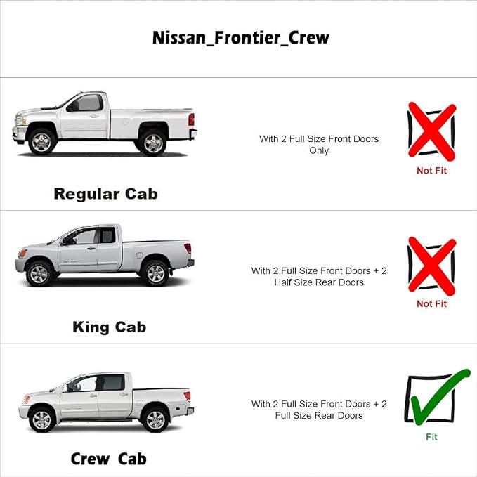 94407 Side Window Wind Vent Deflector,4pc Outside Mount Style Nice Sun Rain Guards Set,Window Visor fit for 2005-2022 Nissan Frontier Crew Cab with 4 Full Size Doors