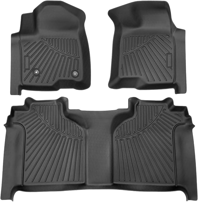 Powerty 3D Floor Mats for 2019-2025 Chevrolet Silverado 1500 & GMC Sierra 1500 - with Rear Underseat Storage Box Accessories