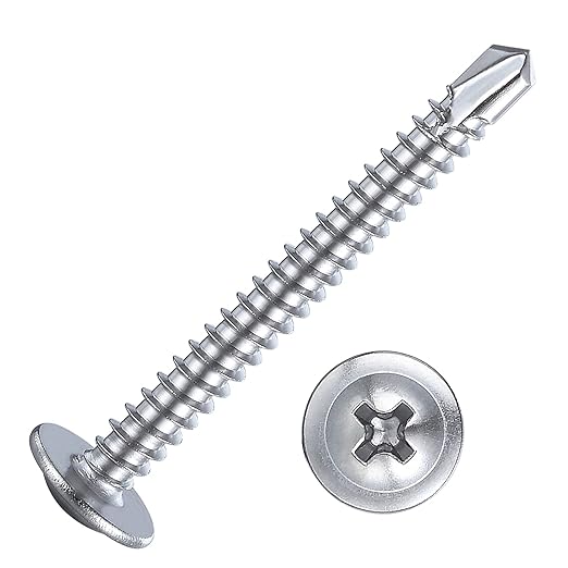 Wensilon（200pcs）#8×1-1/4”for Sheet Metal Self-Tapping Screws 410 Stainless Steel Truss Head High-Strength Quick Tapping Screws