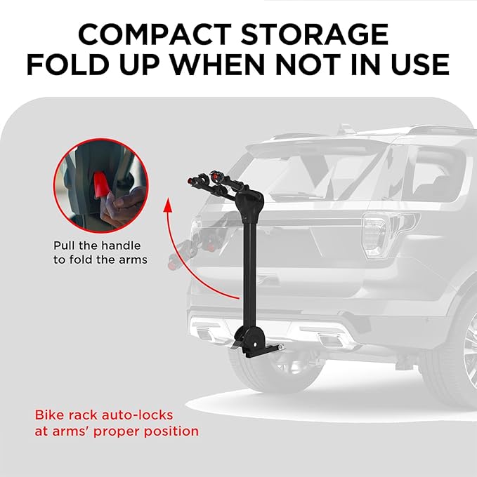 Rockland Foldable 2-Bike Rack, 80 lbs Capacity, Hitch Mount Bike Rack with Adjustable Pedal, Bike Carrier Rack for 1.25" and 2" Receiver for Cars SUVs Vans RVs