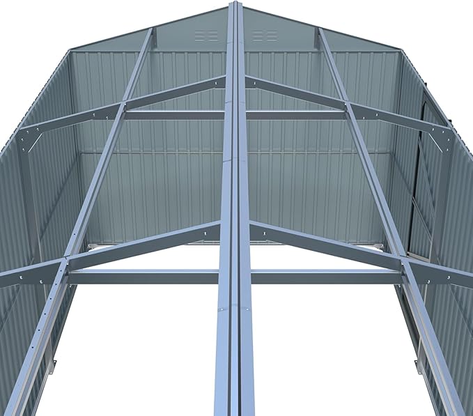 KUIKUI 20x13ft Heavy Duty Outdoor Garage Metal Shed, Sheds and Outdoor Storage with 2 Doors and 4 Vents Without Floor, Car Sheds Outdoor Garage