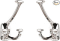 Large Wall Double-Sided Hook 5 Pack Polished Nickel Hook Decorative Heavy Duty Solid Large Coat Hooks for Towel Hanging Coats Robe Towel Bags Door Back 2 Prong Hooks