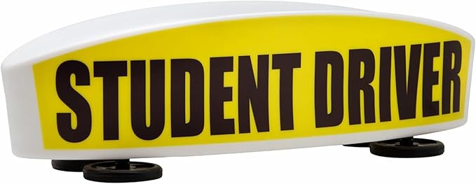 Student Driver Sign for Car Top - Weather-Resistant, Durable and Highly Visible Magnetic Student Driver Roof Signs for Driving School, With Strong Magnets for Attaching to the Vehicle