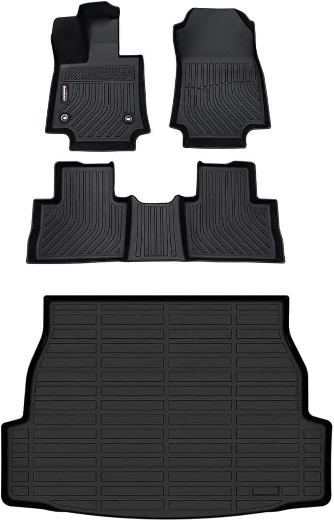 Binmotor-All Weather Floor Mats Cargo Liner for Toyota RAV4 2019-2024 2025(Only Gas Modesl), Heavy Duty Car Trunk Mat Floor Liners for RAV4 Accessories-Black