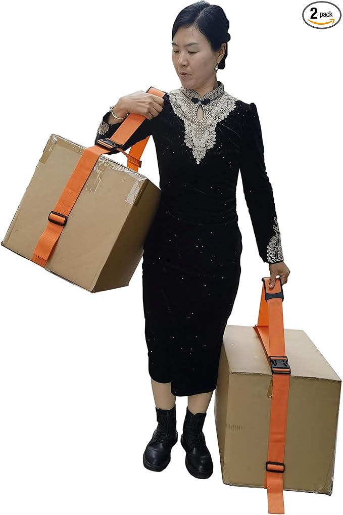 1-2 Person Lifting and Moving Straps Lift,Move and Carry Boxes, Appliances, Furniture - Ideal for Home, Factory, Outdoor Use,or Any Item up to 600 lbs. Safely and Easily Like a Pro, Orange