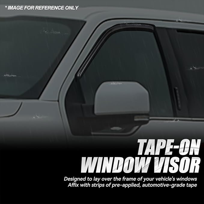 Auto Dynasty Set of 2 Carbon Fiber Pattern Window Visors Compatible with 1997 1998 1999 2000 2001 2002 2003 2004 Ford F150 F250 Heritage, Tape-On Rain Guards Shield Vent Shade Deflector Glossy Black