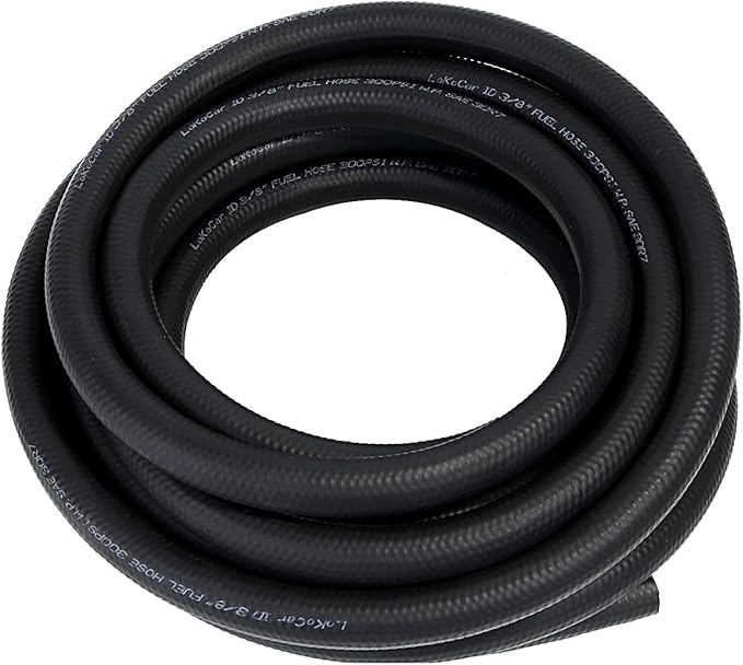 LokoCar Rubber Fuel Hose Line Push Lock 3/8" ID SAE 30R7 NBR 25ft 300PSI Black