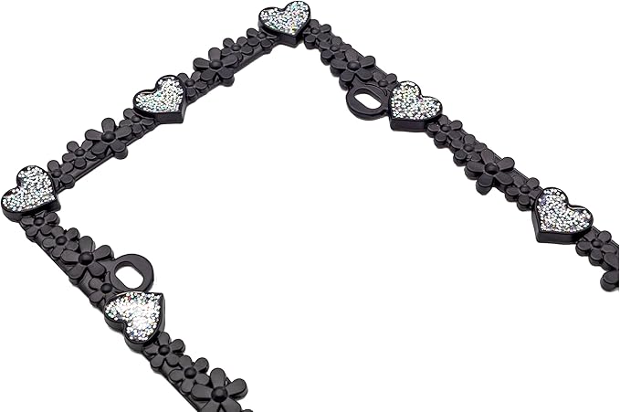 Creathome 3D Shining Daisy Heart License Plate Frame from Pure Zinc Alloy Metal Perfect Plate Holder, Matt Black with Silver Glitter Luminously Heart