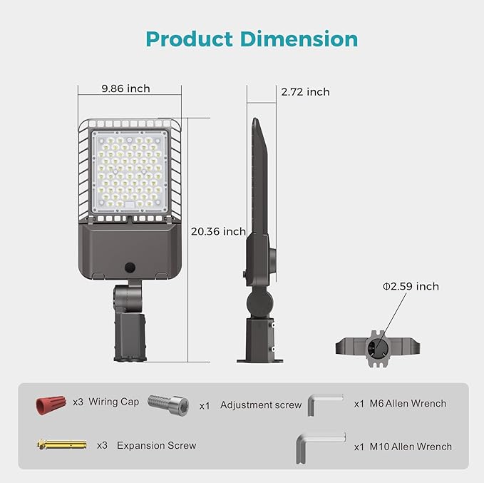 180W LED Parking lot Lights Commercial Oudoor Lighting Shoebox Light with Dusk to Dawn Photocell 32400Lm(180LM/W) 6000K IP65 Waterproof 100-277V for Driverway Parking Lot