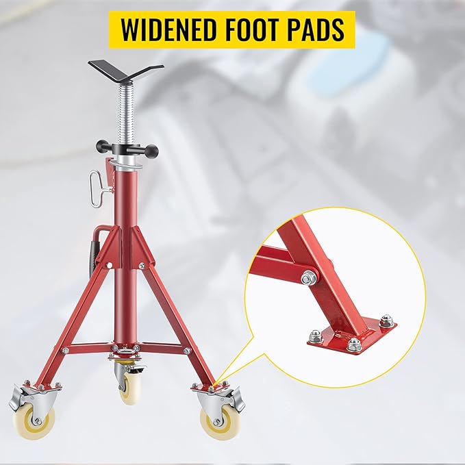 VEVOR Pipe Stand, Pipe Jack Stands with Casters Adjustable Height 28-52 Inch, V Head Pipe Stand 882 LB, Folding Portable Pipe Stands 1/8 to 12 Inch Pipe Supporting, Steel Jack Stand