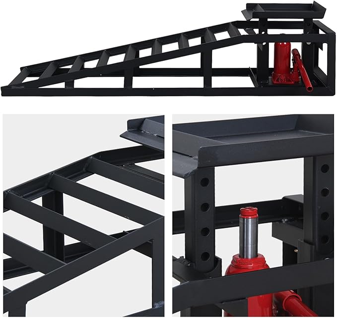 Hydraulic Car Ramps 11000lbs Low Profile Car Lift Service Ramps Truck Trailer Garage,Height Vehicle 2-PCS Black