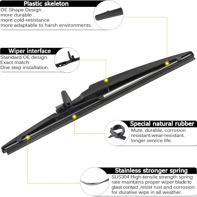 AUTOBOO 24"+20" Windshield Wipers with 12 Inch Rear Wiper Blade Replacement for Toyota 4runner 2010 2011 2012 2013 2014 2015 2016 2017 2018 2019 2022 2023 -Original Factory Quality (Pack of 3)