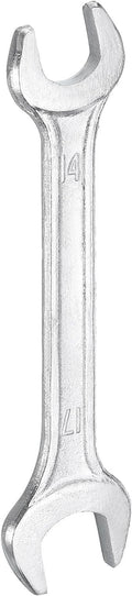 HARFINGTON Double Open End Wrench 14mm x 17mm Metric 15 Degree Offset Angle Small Flat Head Wrench Galvanizing Open Ended Spanner for Automotive Repair Furniture Assembly