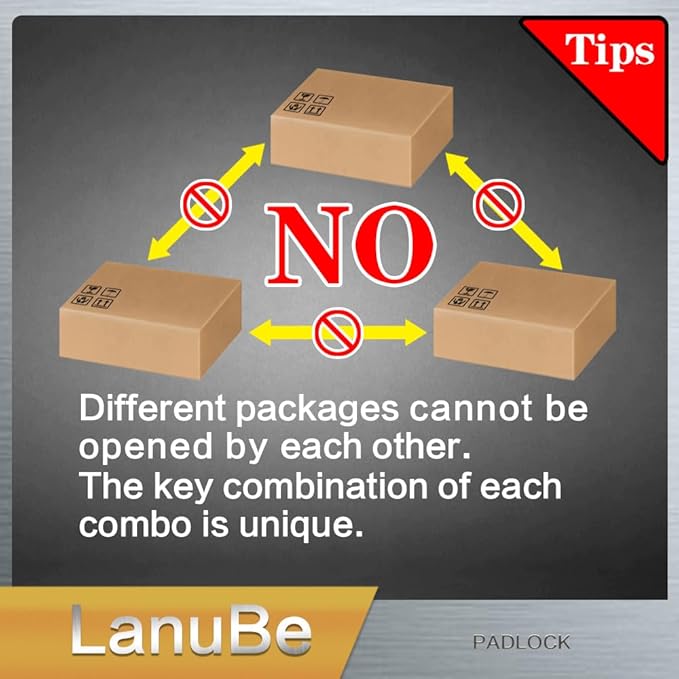 LanuBe Lock Laminated keyed Padlock (1-9/16", 40mm), keyed Alike Locks, Normal Shackle,Marked Black Plastic Hoop, Pack of 60…