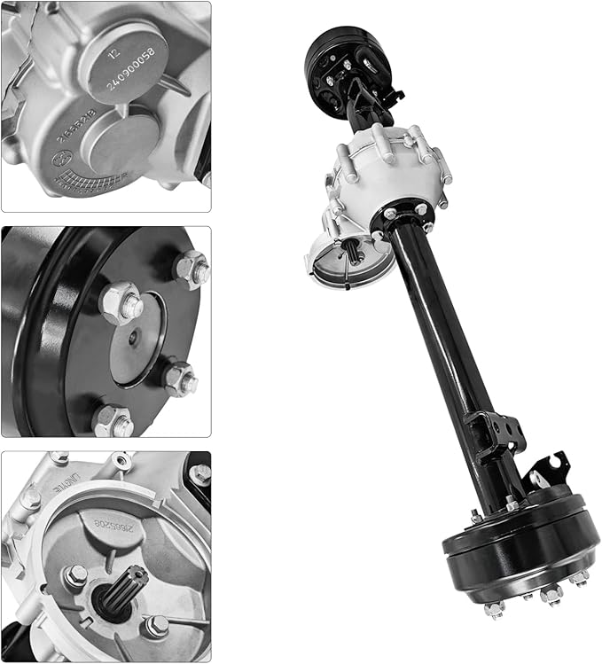 1027717-01 102771701 Rear Axle Assembly with Brake Drum 10 Teeth for 1998-Up Club Car DS & 2004-Up Club Car Precedent Electric with Graziano Transaxle