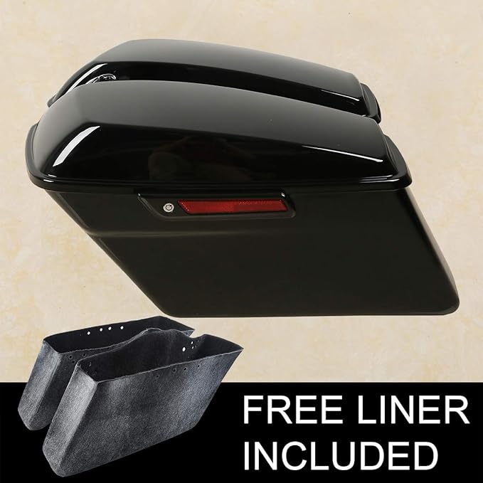 XFMT Vivid Black Motorcycle Saddlebags Hard Saddle Bags W/Black Latches & Conversion Bracket For Harley Softail Heritage Deluxe 1984-2017