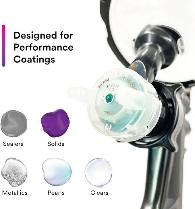 3M Performance Spray Gun Starter Kit, 26778, Includes PPS 2.0 Paint Spray Cup System, 15 Replaceable Gravity HVLP Atomizing Heads, Air Control Valve