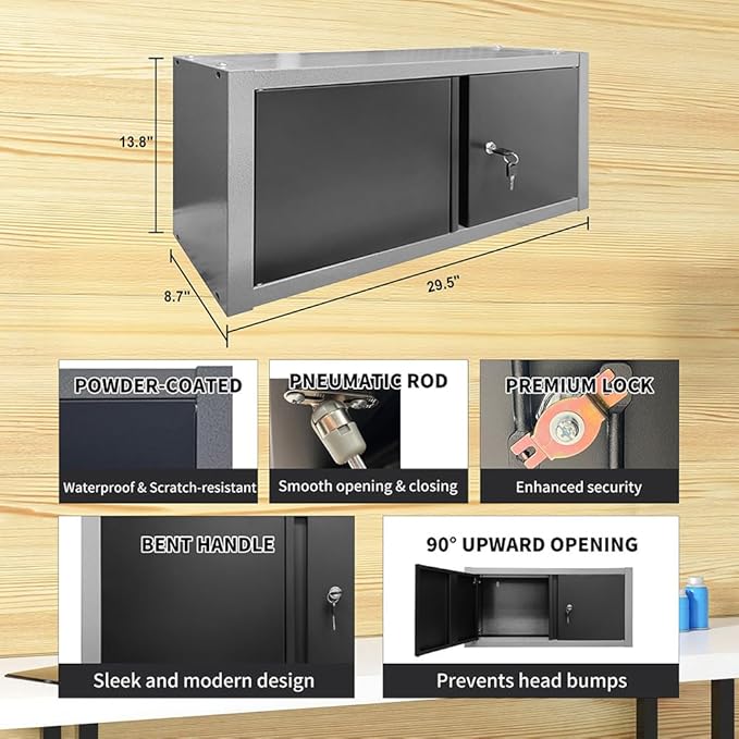 JZD Metal Garage Cabinet Set System, Included Rolling Chest, for Auto Repair Shop Basement Factory