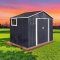 9 x 6.4 Ft Outdoor Storage Shed, Heavy-Duty Metal Shed with Windows & Secure Lockable Doors, Ideal Storage Shed for Outdoor, Patio, Garden, and Backyard, Anthracite