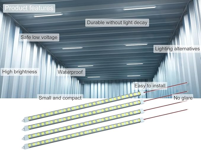 12V LED Light Bar Waterproof, 12V LED Light Strip 54 LEDs 7000K White Color Enclosed Trailer Interior DIY Cabinet LED Light Strip for Car,Trailer,Motorhome,Van,RV,Truck Bed Lights(4 Pack)
