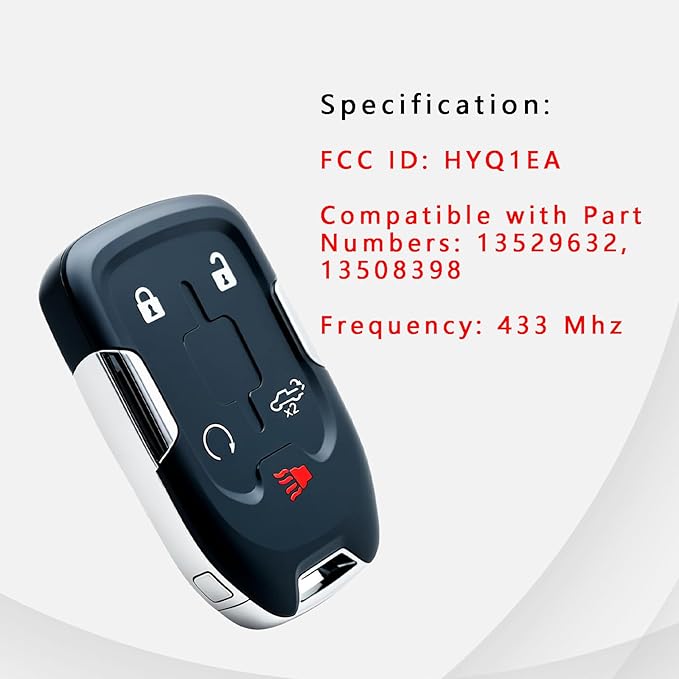Keyless Entry Remote Control Key Fob Replacement Proximity Smart for 2019 2020 Chevy Silverado Truck 1500 2500 3500 GMC Sierra 2019 2020 (FCC:HYQ1EA) 1 pcs