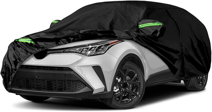Waterproof Car Cover Compatible with Toyota C-HR 2018-2025, Black 210T Inside Cotton Cover with Door Zippers for Snow Rain Dust Outdoor Protection